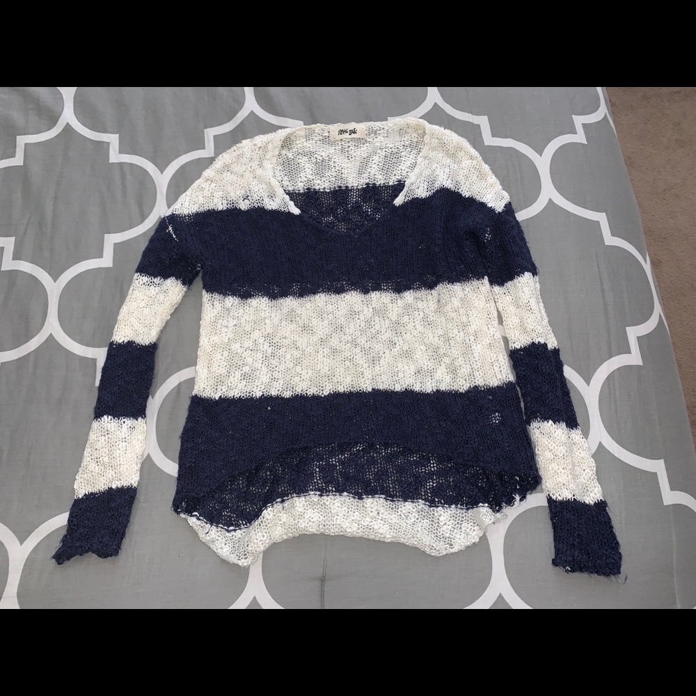 Hippie Love Navy and White Striped Sweater